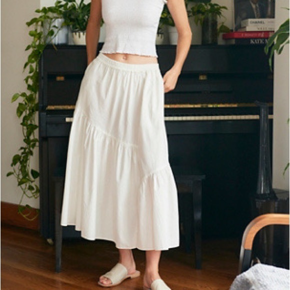 Free People Dresses & Skirts - Free People All About Tiers Skirt Medium White Maxi NEW NWT